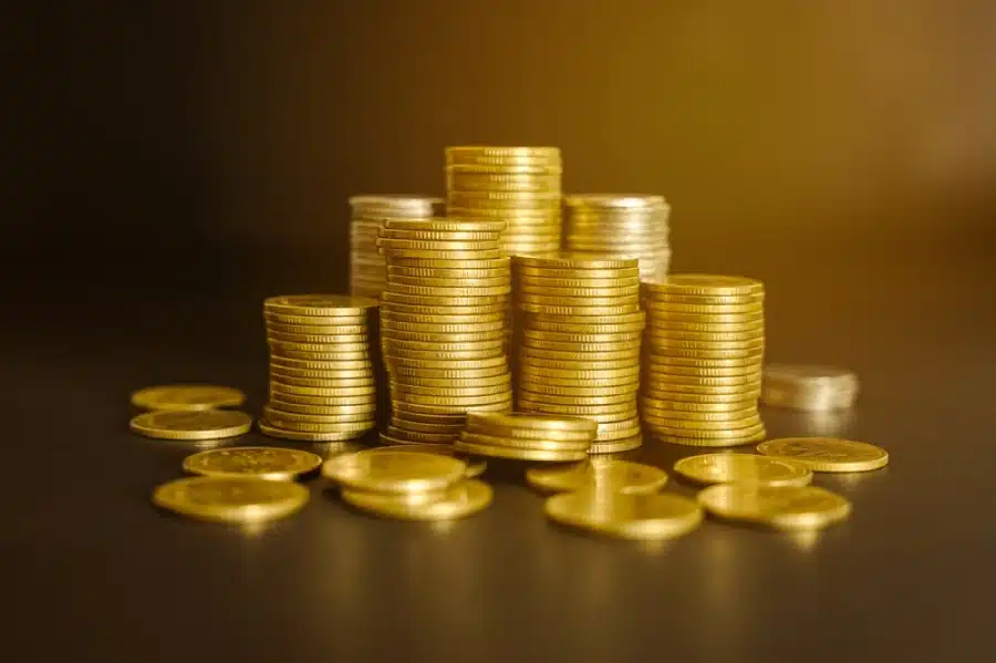 A pile of gold coins.