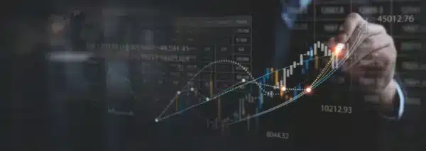 A graph of the stock market going up.