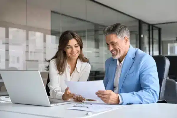 A man meeting with a financial advisor.